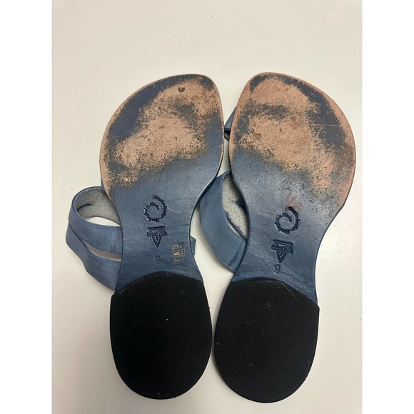 POPOL VUH Mexico handcrafted painted leather blue sandals for women - Picture 4 of 6